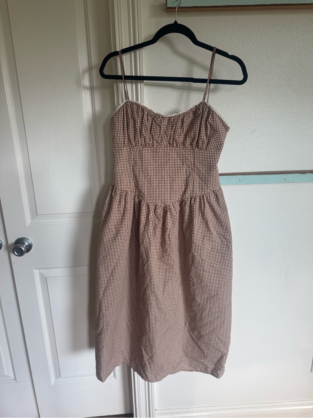 NWT Brown A New Day Gingham Midi Dress